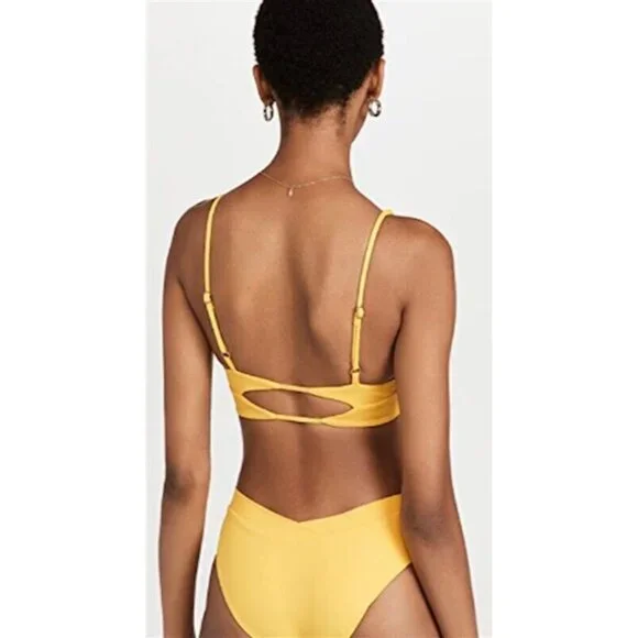 NWT L*Space S Alia Keyhole V Bikini Top MGD Yellow 118732 - Picture 2 of 2